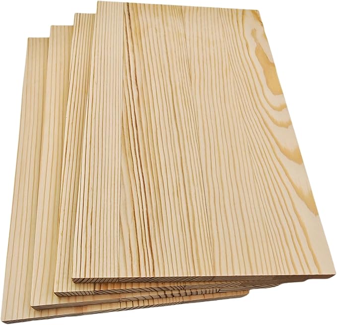 4PCS Rectangle Wood Boards Unfinished Wood Blocks for Crafting, 9.8x5.9x0.4in Blank Whittling Wooden Blocks for Wood Carving,Painting & Burning