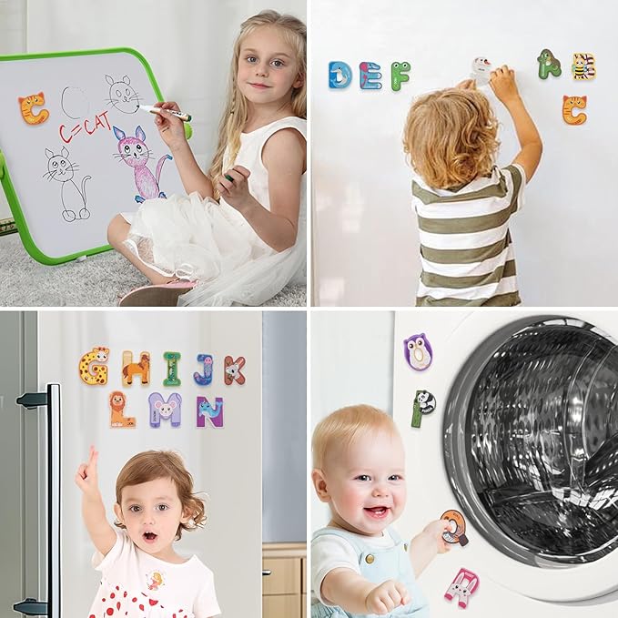 Large Wooden Magnet Alphabet Letters for Kids - Cute Animal Magnetic Letters for Fridge Magnetic ABC for Classroom Kids Gift Preschool 3 4 5 Years Old
