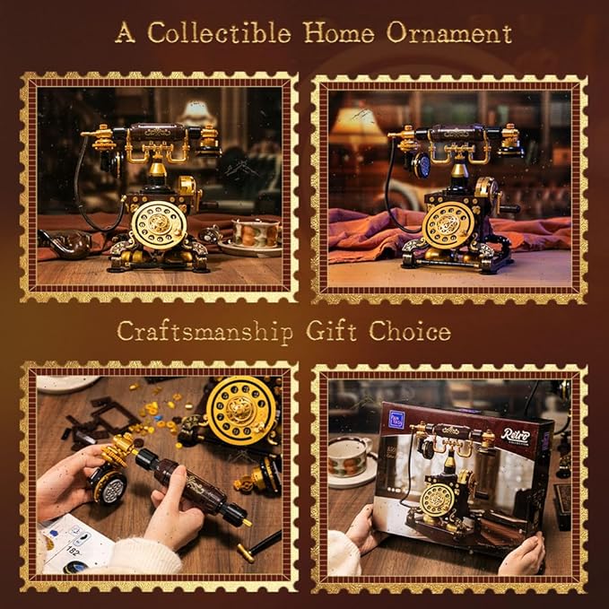 PANTASY Retro Phone Building Blocks Set for Adults, Vintage DIY Telephone Model Kit with Realistic Design, Creative Home Decor Gift, Ideal Gifts for Collectors & Hobbyists