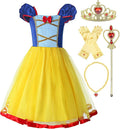 ReliBeauty Girls Elastic Waist Backless Princess Dress Costume with Accessories, Yellow,130