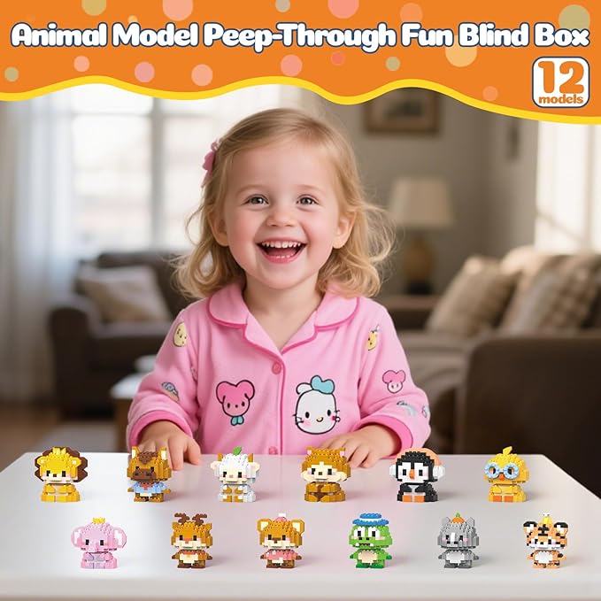 12 Pack Animals Building Block Sets,Micro Mini Animals Party Favors for Kids, Birthday Gift for Boy Girl(1,691 Pieces)