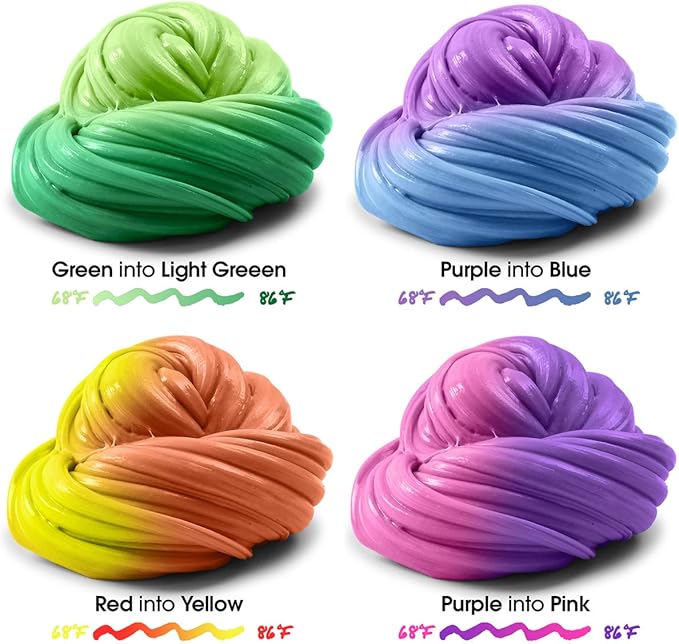 Squeeze Craft Color Changing Frudge Putty Heat Sensitive - 4 Pack Frudge Putty - Ideal for Sensory and Tactile Stimulation, Event Prizes, Slime Parties, Educational Game, Fidget Toy