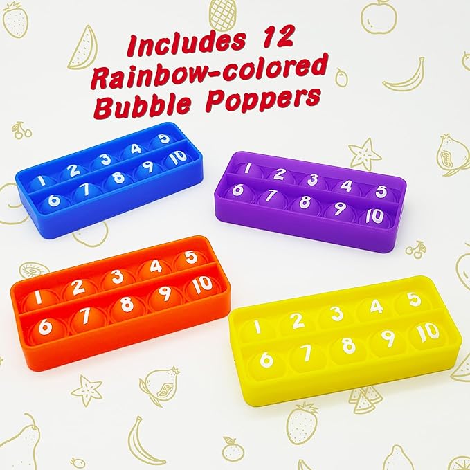 12Pcs Ten Frame Popper, Math Fidget Sensory Counting Toys, Educational Toy for Kids Classroom Group Learning Activities