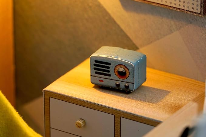 CUTEROOM DIY Doll Room Miniature Furniture Wooden House Kit - Wooden Dolls House Kit with Dust Cover & LED Light and Accessories - QT Series Dollhouse