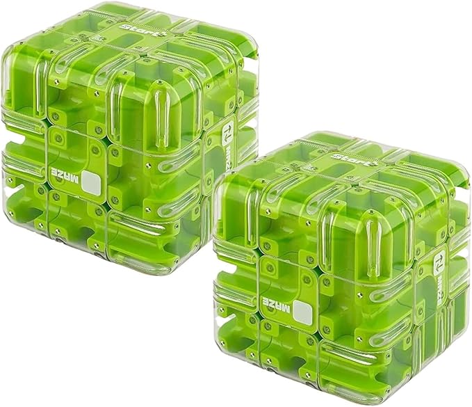 2pcs Large Labyrinth 3D Puzzle Maze Cube,Engaging Brain Teaser Toy,3D Magic Cube Maze Ball Puzzle for Stress Relief & Logic Development (Green)