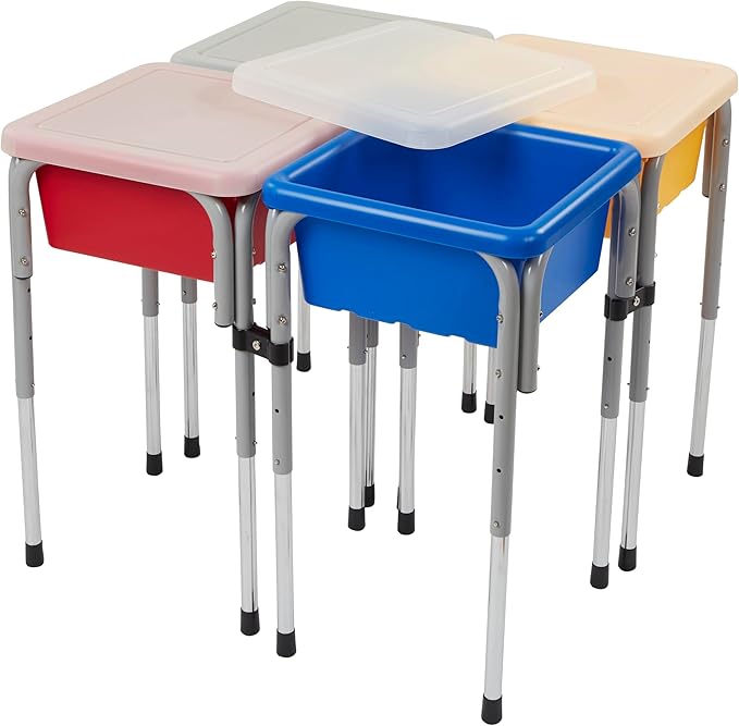 Quad Sensory Tables with Lids, Adjustable Table, Primary