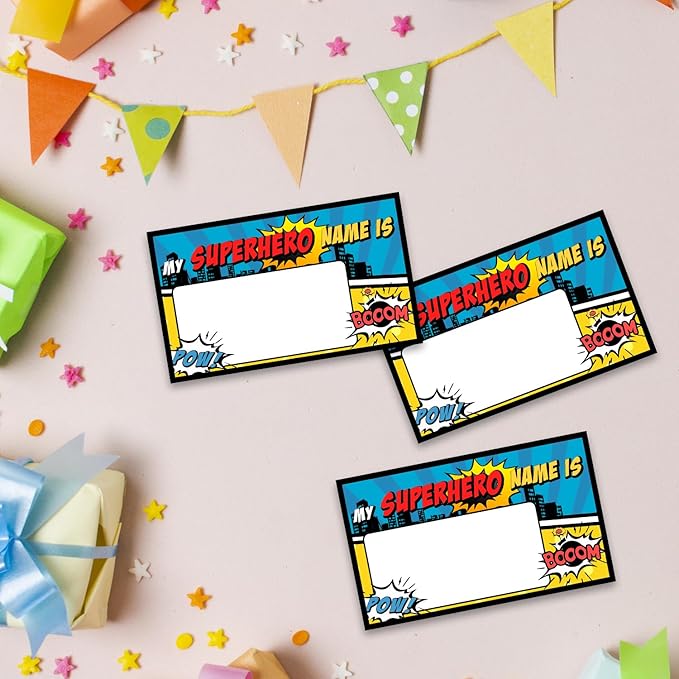 What is Your Superhero Name Game, Game Sign and 30 Cards, Superhero Birthday Party Sign for Boys, Holiday Activity, Kids Superhero Activity Cards, Superhero Activity Decoration Supplies