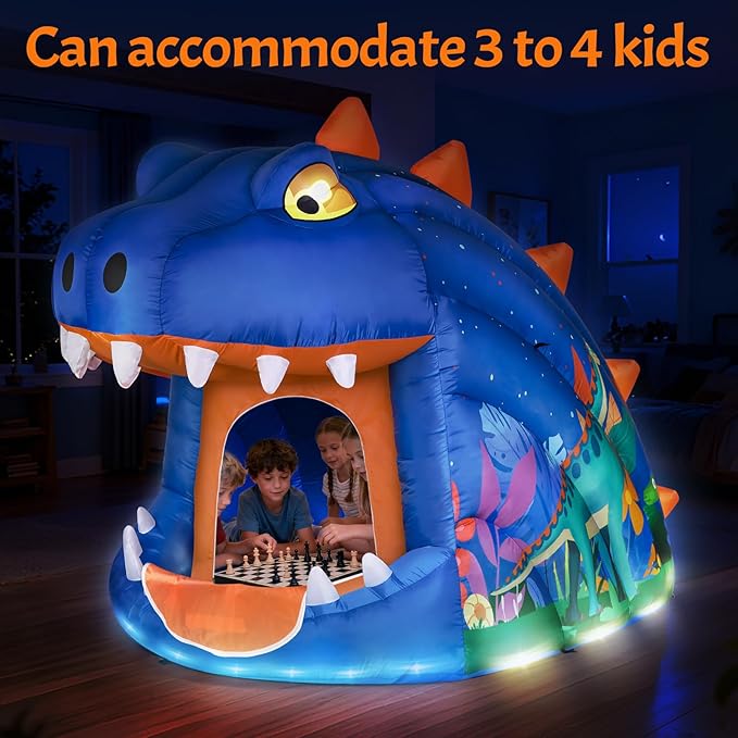 Dinosaur Sensory Tent for Kids, 8.2ft Inflatable Light Up Tent, Sensory Toys Calm Space for Autism
