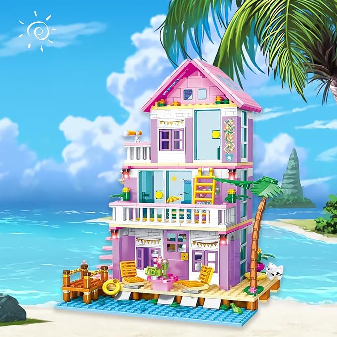 Sezua Building Blocks Seaside Beach Villa - 573 Pieces Lego Compatible Construction Set for Girls and Friends, Age 8-12