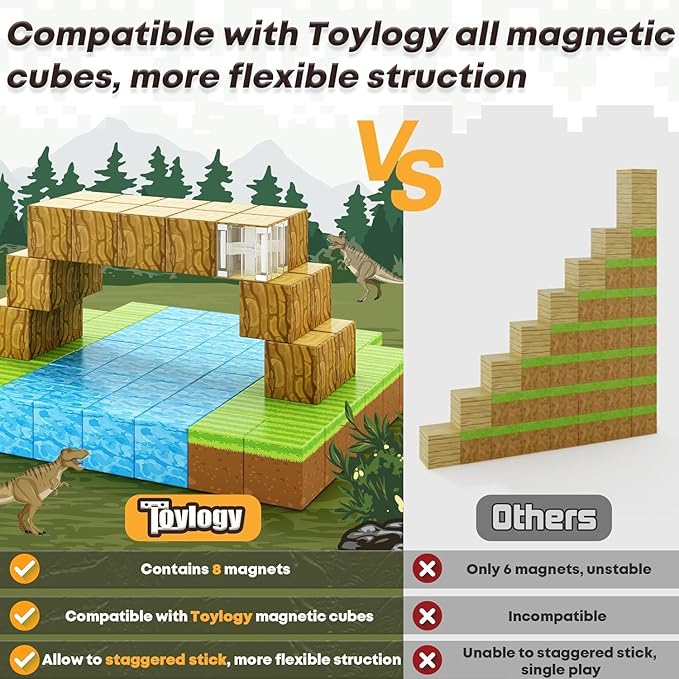 150PCS Magnetic Blocks-Build Mine Magnet World Forest Edition Kids Games for Boys&Girls Age 3-5 4-8 6-8, Magnetic Sensory STEM Toys Tiles for Toddlers Gifts for 3+ Years Old Ideal Construction Toys