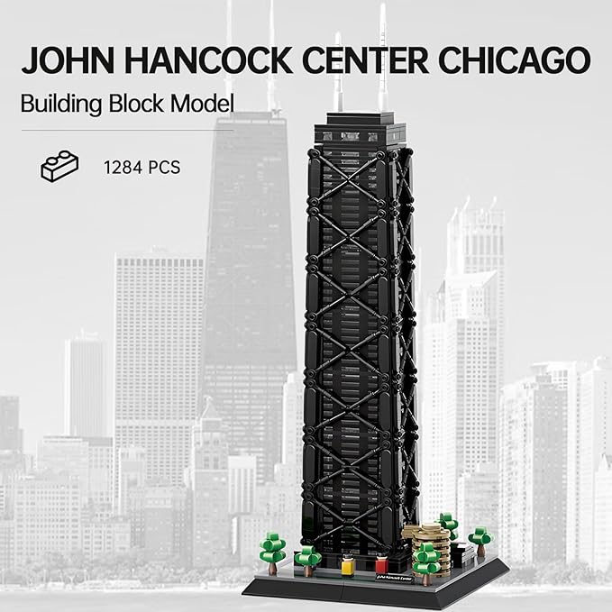 John Hancock Center Chicago Architecture Model Building Blocks Sets The Office Landmarks Skyline Set Toys Collection for Kids Adults 1284Pcs
