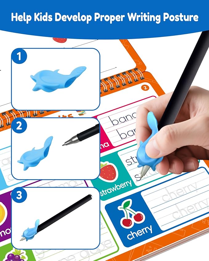 Magic Grooved Writing Practice Books for Kids, Large Grooved Handwriting Copybook, Reusable Learn to Write Number Letter Tracing Workbook for Kids Ages 3-8 Preschool Calligraphy 11"x8"