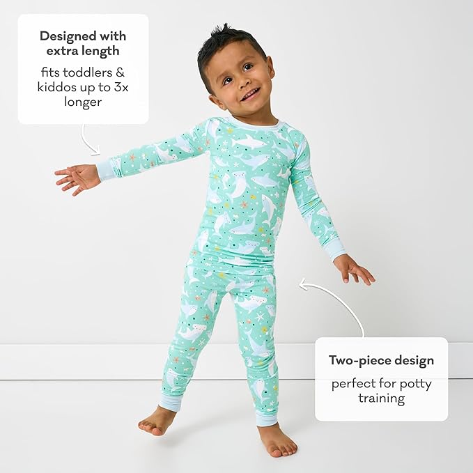 Little Sleepies Two-Piece Pajama Set for Boys & Girls, Soft Viscose from Bamboo Toddler Pajamas for Kids, Family Matching PJs