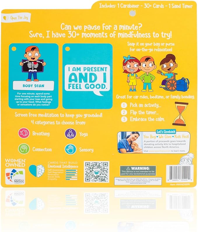 Open The Joy Mindful Minute Cards for Kids - Mindfulness Activities, Stress Relief, Emotional Regulation Tools, and Calming Strategies - Ages 5 and Up
