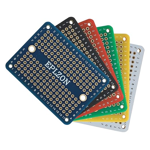 Solderable Breadboard Mini PCB Board Gold-Plated Solder Breadboard for DIY Electronics Projects Apply to Arduino Soldering Projects 2.0"x1.5" Mixed Color(Pack of 6 Pcs)
