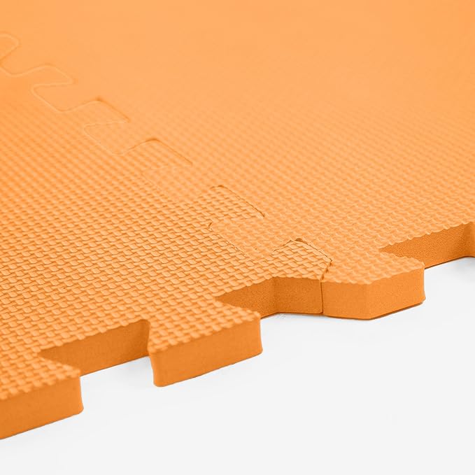 FlooringInc's 1/2" Soft Non-Toxic Baby Play Mat, Toddler Playmat, Colorful Puzzle PlayMat, Floor Mats for Kids & Babies, EVA Foam Interlocking Tiles for Nursery & Playroom | Orange, 15 Tiles, 60 Sq/Ft