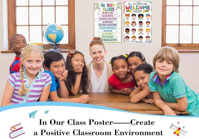 FLYAB Classroom Rules Posters - Motivational Posters for Classroom Decorations In Our Class Inspirational Poster for Preschool Kindergarten Elementary Back to School Teacher Supplies