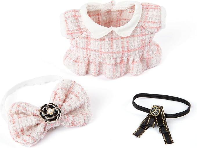 Premium Doll Clothes for Labubu - Luxury Chic Style Set for 17cm Dolls, Doll Outfit for Display, Collectors, Gift - Cute Miniature Fashion Accessories - Pink Camellia (No Dolls)