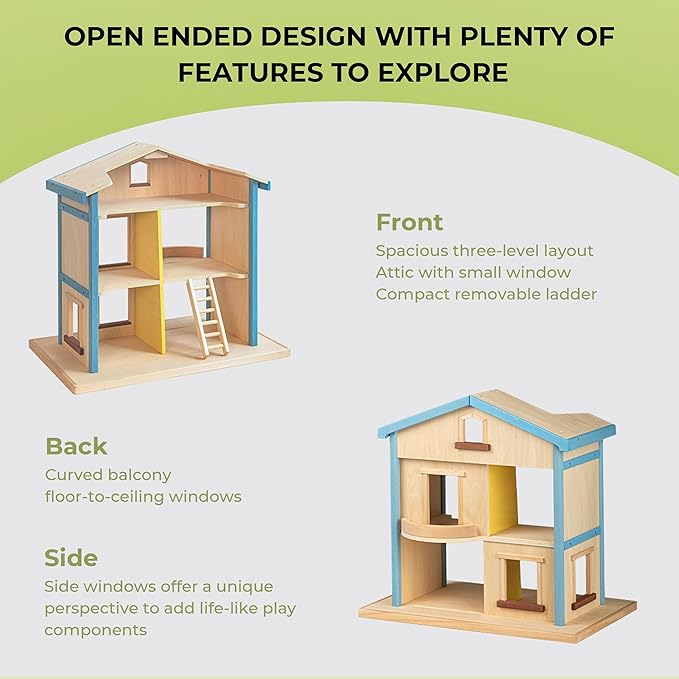 AVDAR Twirl Around Dollhouse for Toddlers 3-5, 22.6-Inches-Tall, Large Wooden Doll House for 2 3 4 5 6 7 8 Year Old Girls, with Spinning Platform, Sliding Doors, Ideal Gift for Kids Ages 3+