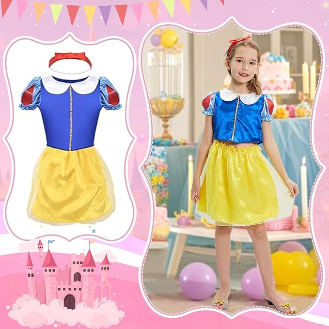 Princess Dress Costume for Girls 3-6 Toddler Princess Dress Up Clothes for Little Girl Halloween Birthday Party Gift