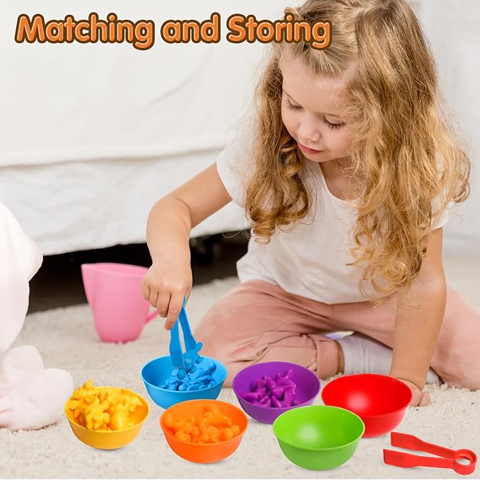 JOCHA Color Sorting and Counting Dinosaurs Toys for Toddlers 3 5 4 Years Old Preschool Matching Learning Educational Game Montessori Sensory Math Classification Activities Toys for Kids Boys Girls