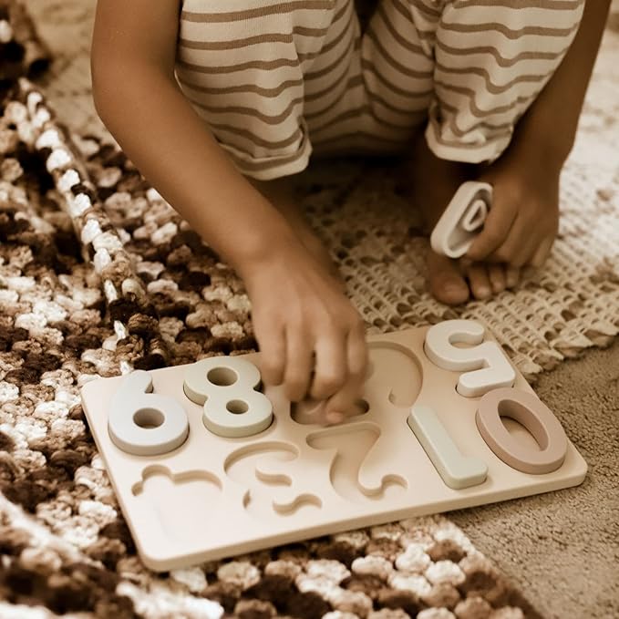 Ali+Oli Baby Soft Silicone Number Puzzle Toys for Toddlers (11 Piece Set) Toddler or Baby Girl & Boy Neutral Baby Toys - Montessori Learning Puzzle Silicone Number Shape Sorter Toy
