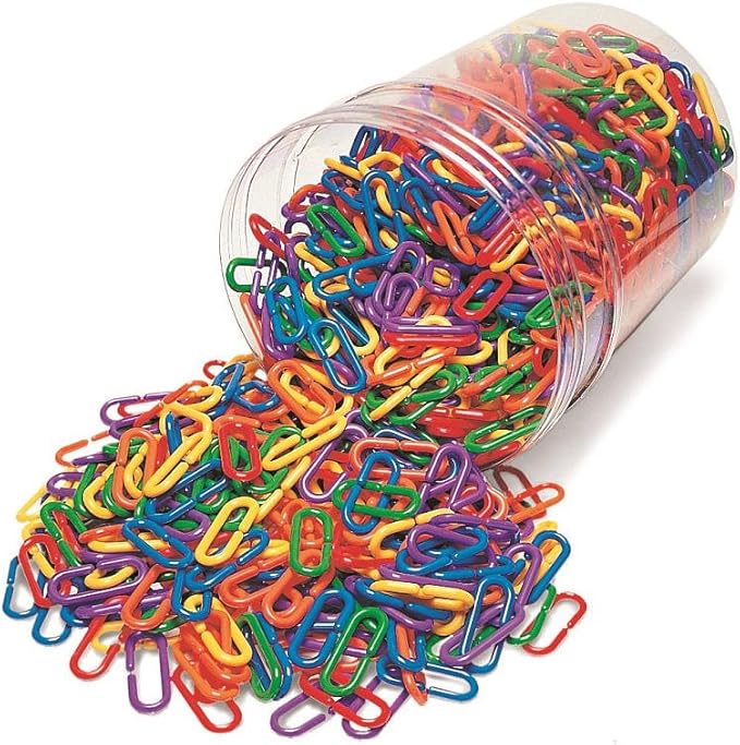 Learning Resource Rainbow Link 'n' Learn Links - Bucket of 1000 Pieces, Ages 4+| Grades PreK+ Preschool Supplies for Classroom and Homeschool, Early Counting & Sorting Skills