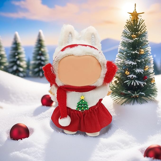 Doll Outfit Clothes Set for 17cm Dolls, Cute Dolls Accessories, Premium Fashion Hat Overalls Sweater Bag Dress Jumpsuit, Christmas Set, NO Doll.(Christmas C6)