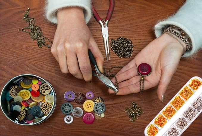 Anezus Jump Rings for Jewelry Making Supplies and Necklace Repair with Jump Ring Pliers and Open Jump Ring(1200Pcs Silver and Gold)