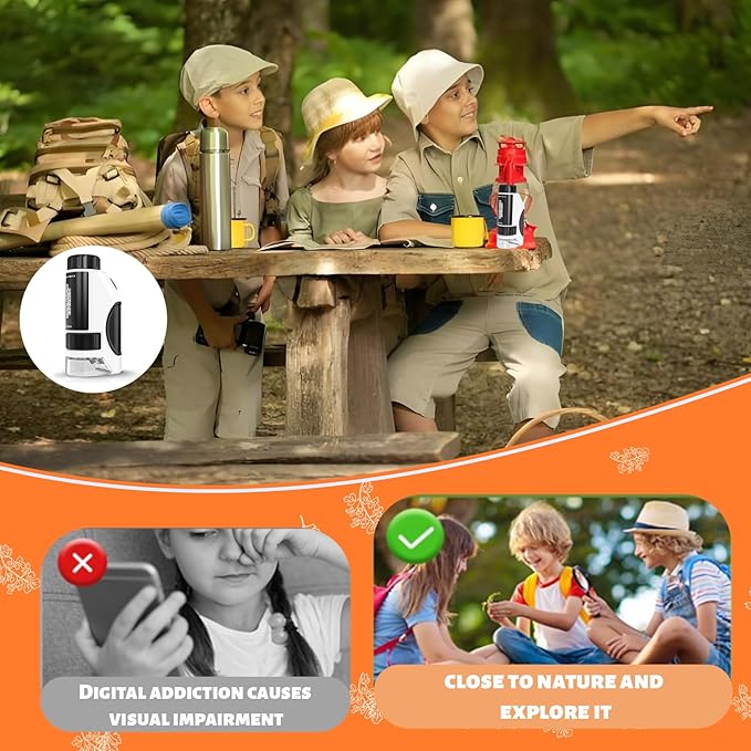 Kids Microscope, 50x-300x Kids Magnifying Glass, Handheld Microscope for Kids Exploration, Educational Toys for Kids, Toddlers, Gift for Children