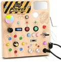 Joyreal Busy Board with 22 LED Light - Montessori Toys for 1 2 3 Years Old, Wooden Toddler Sensory Board for Kids with Autism, Fidget Board Travel Toys for 1+ Year Old Boy & Girl Birthday Gift (Big)