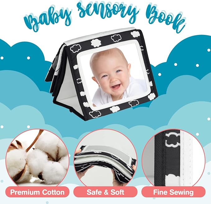 EverLove Tummy Time Mirror - High Contrast Baby Sensory Toys for 0-9 Months