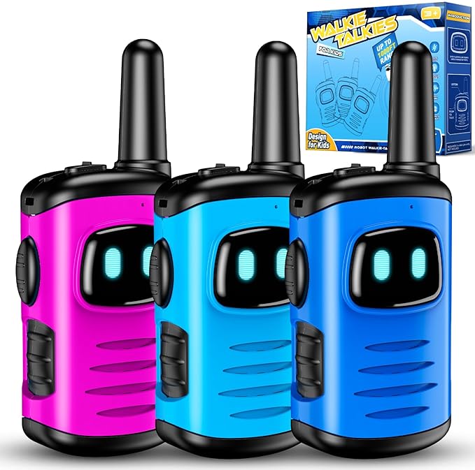 Kids Walkie Talkies Toys for Boys: 3 Pack Robots Walkies Talkies Kids Christmas Birthday Gifts for 3 4 5 6 7 Year Old Boys Girls Toys Age 3-6 5-7 Year Old Boy Girl Stocking Stuffers Outdoor Camping