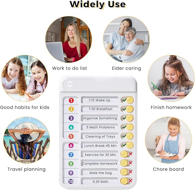 Magnetic Chore Chart for Kids, ADHD Tools for Kids to Do List Checklist Task Board Routine Chart Planning Board for Fridge with 10 Sliders and Magnetic Marker - White