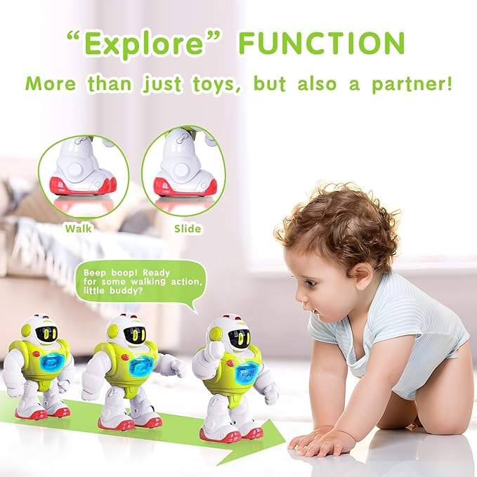 P&C Learning Toys Baby Walking Activity Remote Control Robot with Musical, Sounds, Light Interactive Early Toddlers Toy for 1 2 3 Birthday Gift