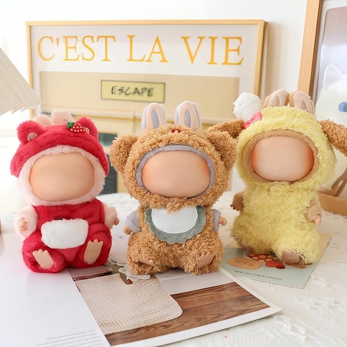 17cm Doll Clothes Set, Overalls Set for 6.7inch Doll Suit, Faking Animal Style Outfit Jumpsuit, Cute Fashion Dress Up Clothes Accessories for 1st/2nd/3rd Gen Dolls (Bear