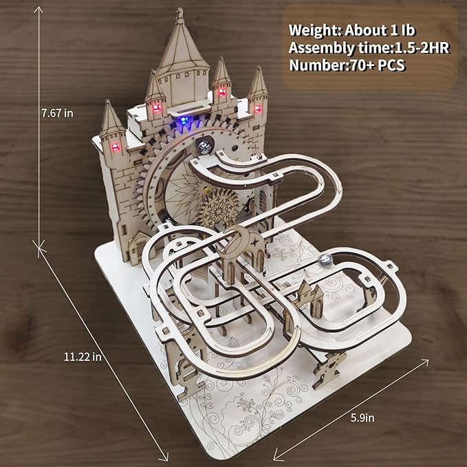Music Park 3D Wooden Puzzles for Adults & Teenagers Machine Marble Run Wood Model Building Kits Science Educational Toys for Kids Gift Age14+