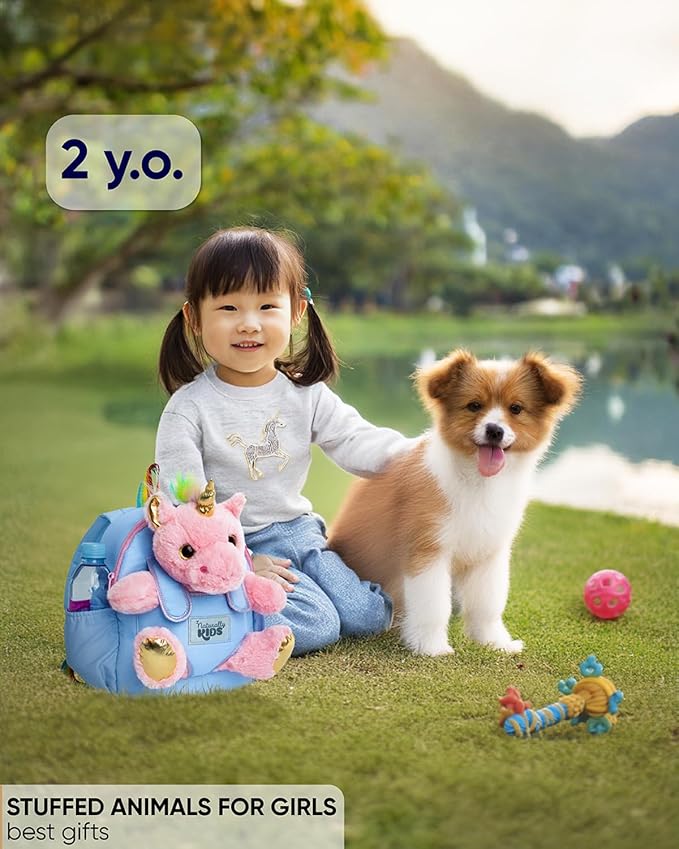 Naturally KIDS Pink Unicorn Toys, 3 Year Old Girl Gifts, Birthday Gifts for 2 Year Old Girls, Toddler Unicorn Backpack