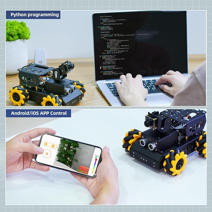 TurboPi Robot Car for Raspberry Pi AI Vision Camera Programmable Smart Robot Car Kit, Color Sorting Line Tracking Target Recognition Obstacle Avoidance, Support Python Linux, with RaspberryPi 5 4GB