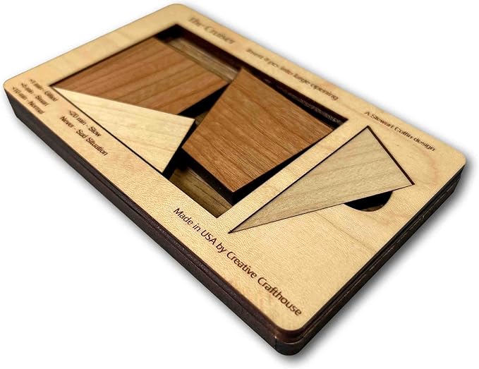 Perfect Gift for Puzzle Lovers - The Cruiser - 4 Piece Wooden Brain Teaser - Desktop and Coffee Table Fidget Toys