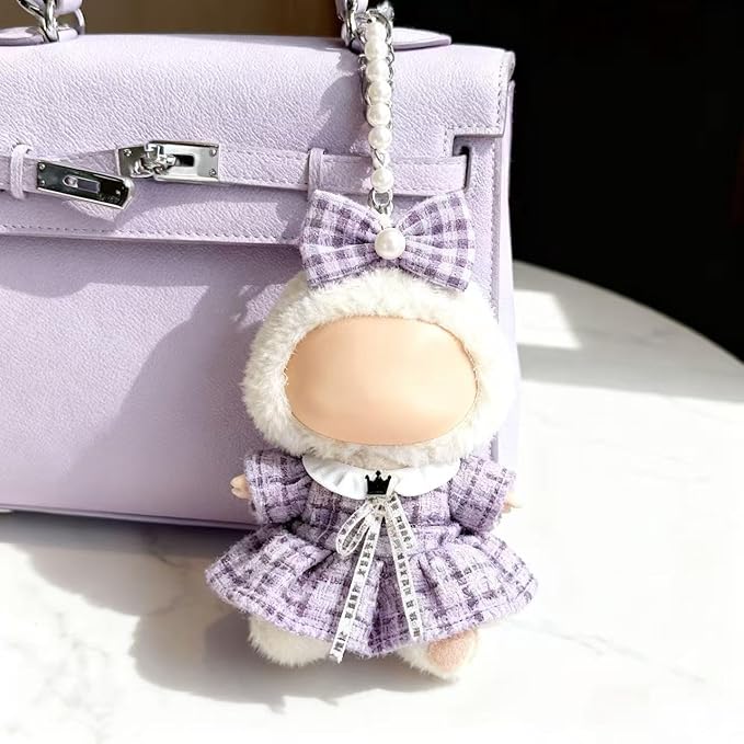 Clothes for LABUBU 17cm Doll (NO Doll), Outfit for LABUBU, Dress and Hairpin Set for LABUBU Dress Up, Fashion and Premium Dolls Accessories for LABUBU (Style O)