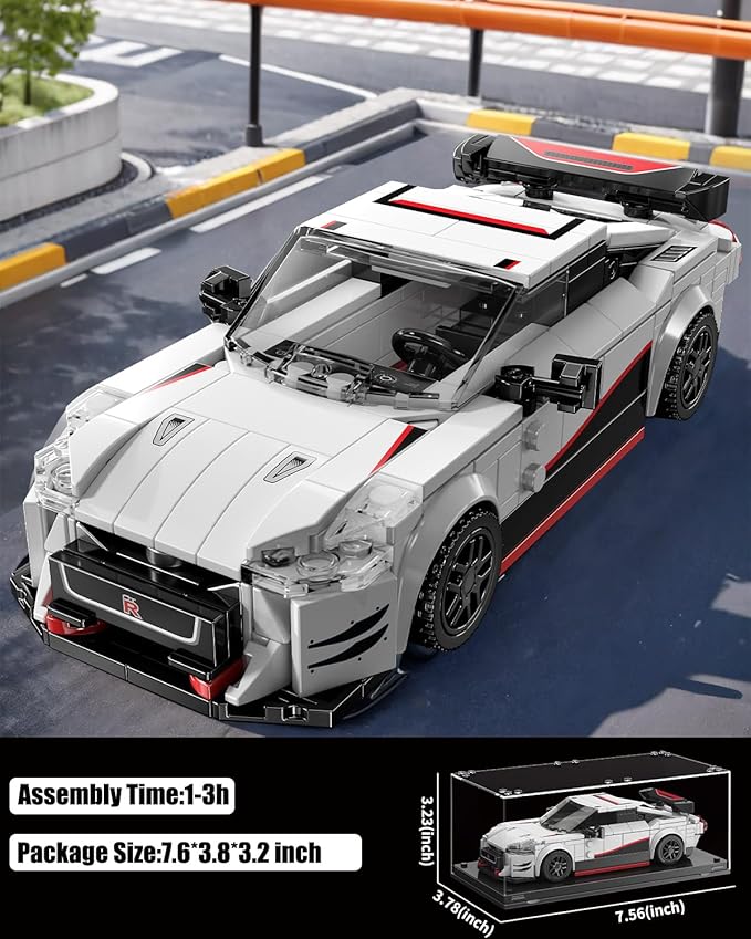 Super Sports Car Building Block Set with Display Case, Speed Race Cars Building Toys, Collectible Model Cars Kits Gift for Boys Girls Adults Technic Car Lovers Kids 6+ (317PCS)