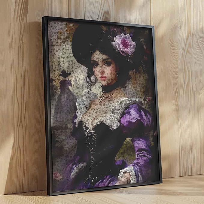 Medieval Women 1000 Piece Jigsaw Puzzles for Adults Challenging Puzzle Perfect for Game Nights Court Lady Fishbone Skirt Princess 1000 Piece Puzzle Finished Size is 27"x20"Inch