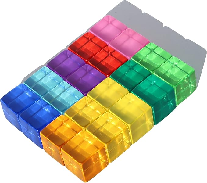 Candywood Rainbow Acrylic Gem Cubes Blocks Children Educational Sensory Training Crystal Toys Baby Learn Color Light Shadow Stacking Toys (20-Pcs)