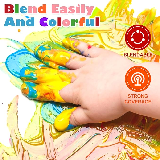 AROIC Non-Toxic Finger Paint Set for Kids & Toddlers-Vibrant Washable 8 Colors (60ml),Creative Art Gift for Boys Girls,Hand Painting Art Supplies for DIY Crafts & Early Education