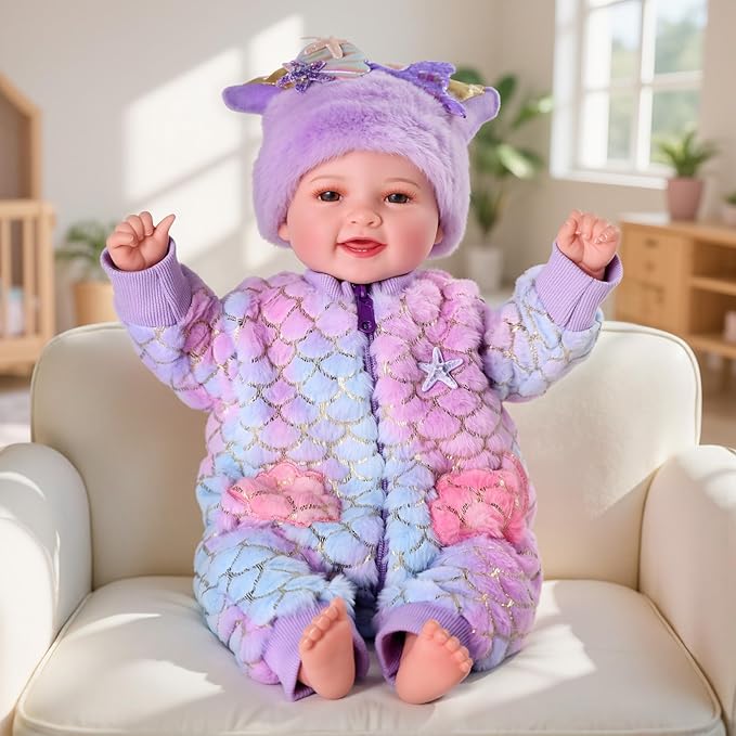 BABESIDE Mermaid Baby Dolls Girl-17inch Large Realistic Cute Soft Body Baby Doll Real Life Mermaid Baby Doll Toys with Mermaid Sets & Accessories, for 3+ Year Old Girls Gifts, Pretend Play, Collection