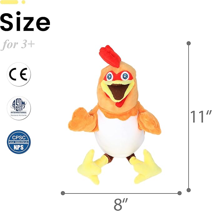 Easfan Chicken Hand Puppet Plush Animal Toy with Movable Mouth for Role Play Storytelling Preschool Teaching Birthday Gifts for Kids Boys Girls, 11''