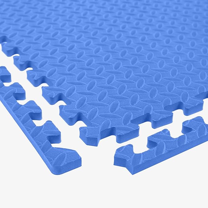 IncStores 1/2 Inch Thick Diamond Soft Foam Flooring Tiles | High-Density Interlocking Foam Tiles for Rugged Style in Your Home Gym, Playroom, and More | Blue, 6 Tiles