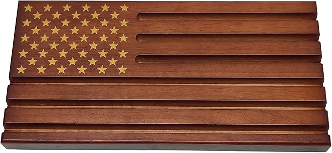 Challenge Coin Display Wooden Army Collectible Coins Holder 6 Row Display American Flag