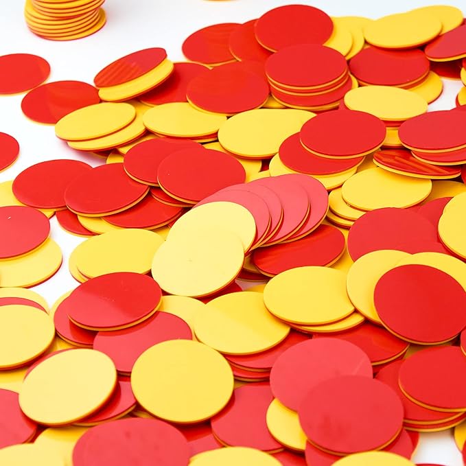 Plastic Two-Color Counter,Red/Yellow Two Side 1000 PCS,Counting Manipulatvies, Math Counters for Kids, Counting Chips